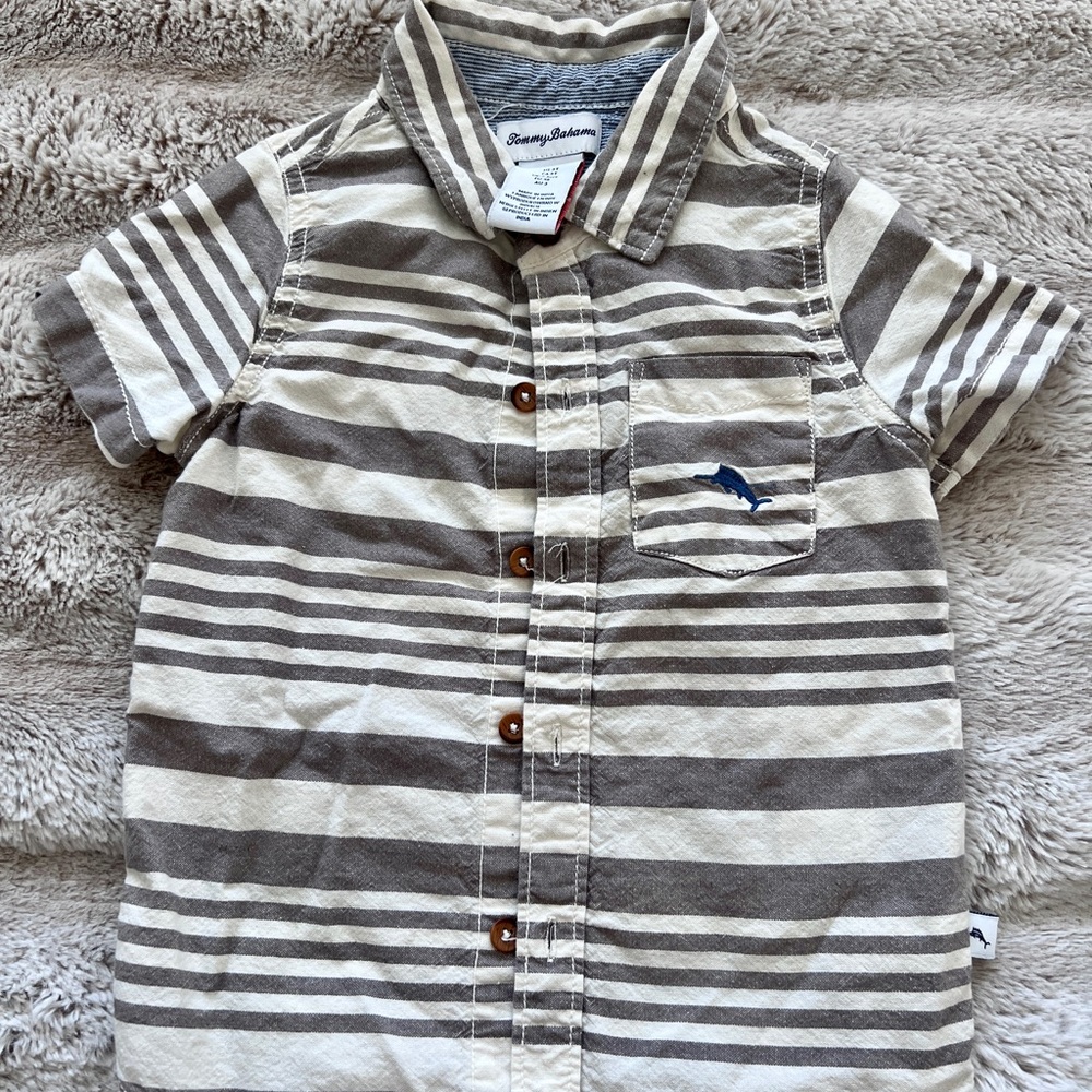Tommy Bahama Kids Striped Shirt - Brown and White